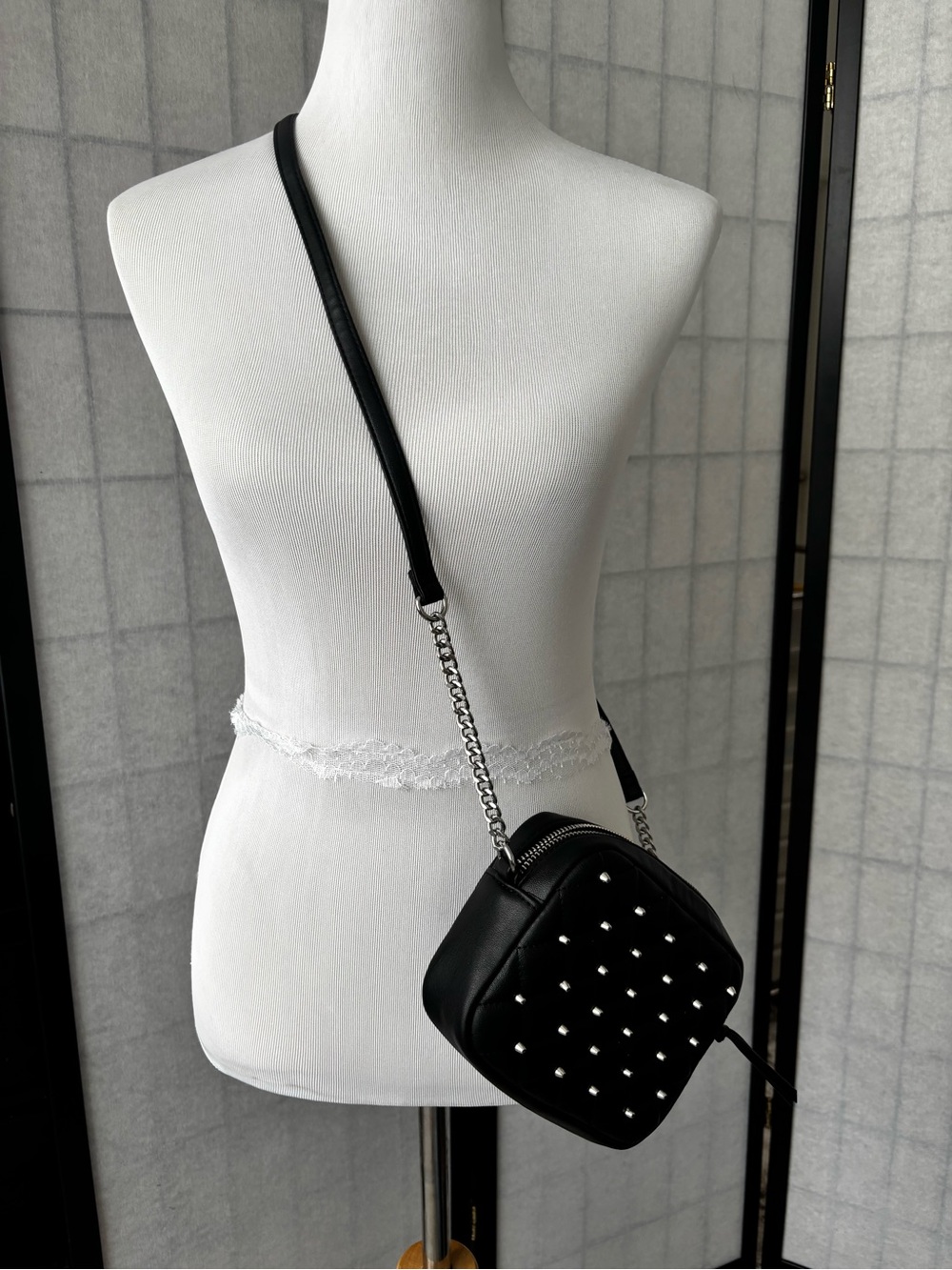 Black Studded Crossbody Bag - Women